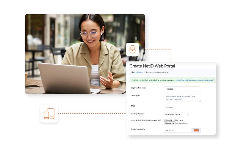 Person using the Foxpass RADIUS Create NetID Web Portal feature