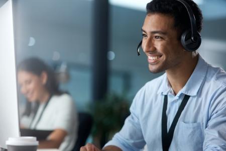 IT support helping via desktop with remote access software